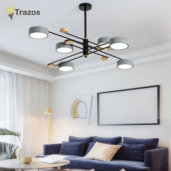 TRAZOS 220V LED Šviestuvai Su Akrilo Umbra, Miegamojo Apvalios Medinės Lubos, medinės Kambarių Apšvietimas Šviestuvai