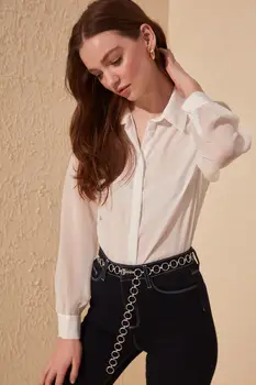 Trendyol Black Sleeve Detail Marškinėliai TWOAW20GO0116