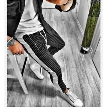Treniruotės Bėgiojimo Kelnės Vyrams Dryžuotas Sporto Sweatpants trumpas atsitiktinis ilgas kelnes Vyrų Fitneso Poilsiu Kultūrizmo Kelnės