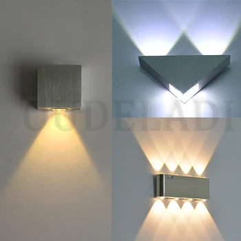 Trikampis/Kvadratinis aliuminio sienos lempos 1W2W3W4W5W6W8W LED sienos lempos Sconce namų Šiuolaikinio Gyvenimo Kambario Sienos lempos Veranda žibintai
