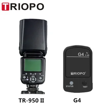 Triopo TR-950II Blykstė Speedlite + G4 2.4 G Bevielio Perdavimo Nikon Canon 650D 450D 550D 1100D 60D 7D 5D tik tok