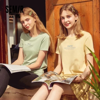 Trumpas rankovės marškinėliai ponios 2020 m. rudenį naujų korėjos medvilnės marškinėliai moterims half-sleeve avokado-green tops in tendencija