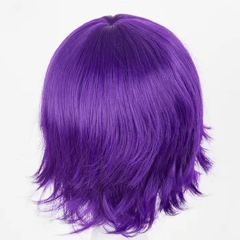 Trumpas Violetinė Perukas Fei-Rodyti Sintetinių Atsparus Karščiui Pluošto Banguoti Plaukai Moterys, Ponios 