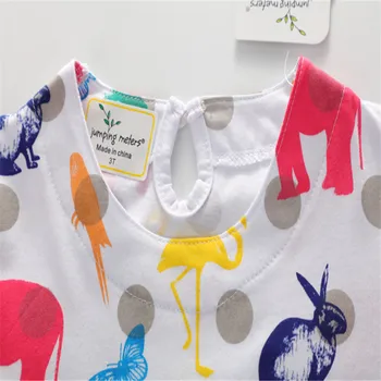 Trumpomis rankovėmis baby girls cartoon suknelės su spausdinami kai kurių cute gyvūnų naujas stilius kūdikių mergaičių vasaros drabužių karšto pardavimo suknelė