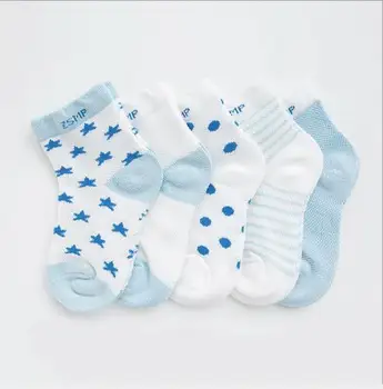 Tukla Babe 1-12 Y vaikiškos kojinės didmeninė vasaros medvilnės tinklelio kojinės-ultra plonas kvėpuojantis žvaigždžių, mėnulio vaikai kojinių 5 poras (siuntos)