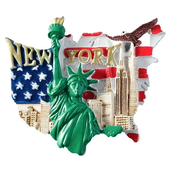 Turistų suvenyrai Amerikos laisvės statula JAV vėliava, New York 3d šaldytuvas, šaldytuvo magnetų surinkimo dovanos, namų puošybai
