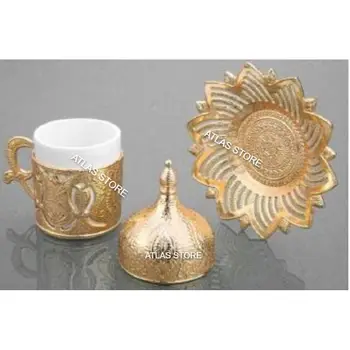 Turkiška kava su aukso spalvos akcentai puodelis keturis gabalus, vienos asmenybės