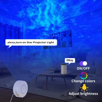 Tuya Smart Projektorius Star WiFi Lazerio Žvaigždėtas Dangaus Projektorius Garbanojimo Naktį Šviesos diodų (LED) Spalvingas APP Belaidžio Kontrolė Suderinama Alexa