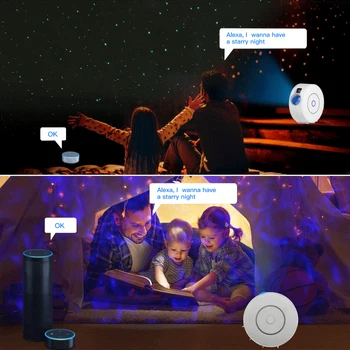 Tuya Smart Projektorius Star WiFi Lazerio Žvaigždėtas Dangaus Projektorius Garbanojimo Naktį Šviesos diodų (LED) Spalvingas APP Belaidžio Kontrolė Suderinama Alexa