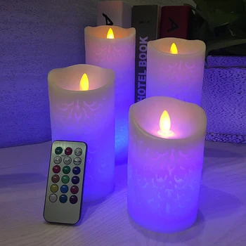 Tuščiaviduriai Modelis Elektroninių Žvakių Šviesoje Šoka Liepsnos LED CandleRGB Nuotolinio Valdymo Spalvinga Vestuves Apdailos Naktį Šviesos