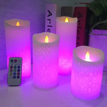 Tuščiaviduriai Modelis Elektroninių Žvakių Šviesoje Šoka Liepsnos LED CandleRGB Nuotolinio Valdymo Spalvinga Vestuves Apdailos Naktį Šviesos