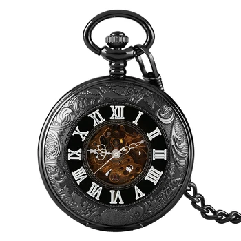 Tuščiaviduriai Skaidraus Stiklo Mechaniniai Laikrodžiai Vyrams Padengti Steampunk Relojes de bolsillo Kišenėje Žiūrėti Automatinė Vyrams, Moterims