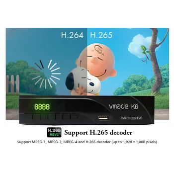 TV Imtuvas DVB T2 Skaitmeninės Antžeminės TV Imtuvas Statyti RJ45 Port H. 265/HEVC Set Top Box Parama 