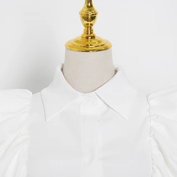 TWOTWINSTYLE Balta Pynimas Marškinėliai Moterims Atvartas Trumpas Rankovės Derliaus Dydį, Elegantiška Palaidinė Moteriška Naujų Drabužių 2020 M. Vasarą
