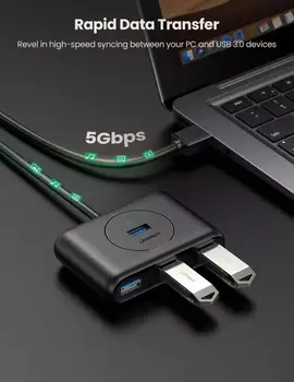 Ugreen 4-Port USB 3.0 Hub Didelės Spartos USB Skirstytuvo Už kietuosius Diskus Nešiojamojo KOMPIUTERIO Kompiuterio Priedai 