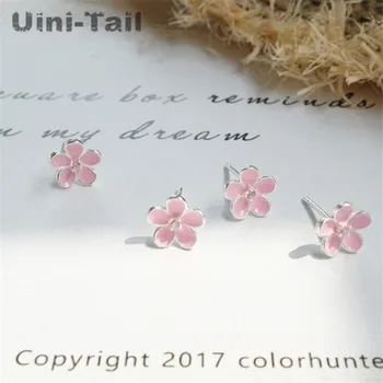 Uini-Uodega karšto naujas 925 sterling silver pink gėlių auskarai šviežių mados mielas tendencija studentų draugės dovana moters modeliai