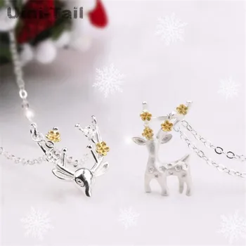Uini-Uodega nauja 925 sterlingas sidabro Kalėdų dovana elnias karoliai korėjos mados banga srauto prasme mielas elnias pakabukas aukštos kokybės