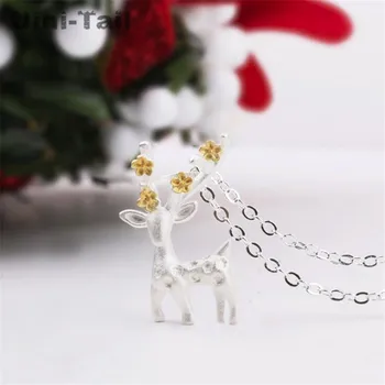 Uini-Uodega nauja 925 sterlingas sidabro Kalėdų dovana elnias karoliai korėjos mados banga srauto prasme mielas elnias pakabukas aukštos kokybės