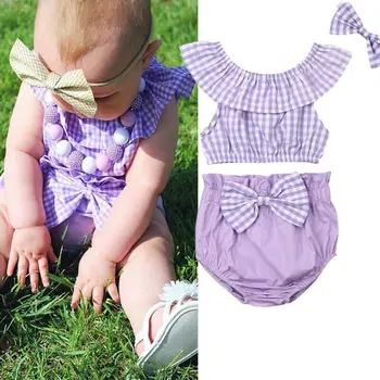 UK Vasaros Kūdikiui Baby Girl Drabužiai Gėlių Viršūnes Liemenė+Kelnės+ Apranga Sunsuit Rinkinys