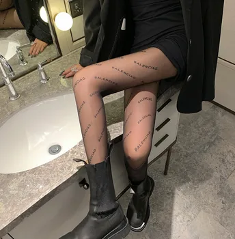 Ultra-plonas kvėpuojantis permatomos kojinės, seksualios moterys letter spausdinimo pėdkelnės mados nailono stora montavimo aukštos kokybės sandėlyje