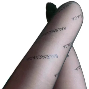 Ultra-plonas kvėpuojantis permatomos kojinės, seksualios moterys letter spausdinimo pėdkelnės mados nailono stora montavimo aukštos kokybės sandėlyje