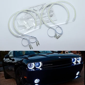 Ultra ryškūs SMD baltos spalvos LED angel eyes halo žiedas rinkinys, šviesos važiavimui dieną DRL Dodge Challenger 2008-