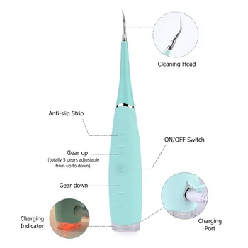 Ultragarsinis Dantų balinimo valymo prietaisas įkraunamas dantų flosser Vandeniui elektriniai dantų švaresnis skaičiavimas valiklis