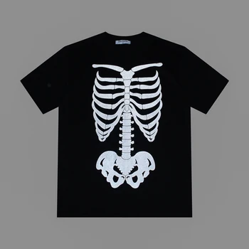 UNCLEDONJM Atspindintis Skeletas marškinėlius vyrų streetwear hip-hop marškinėliai Vyrams Hip-Hop Medvilnės Marškinėliai Homme Viršūnes tees LY-Z28