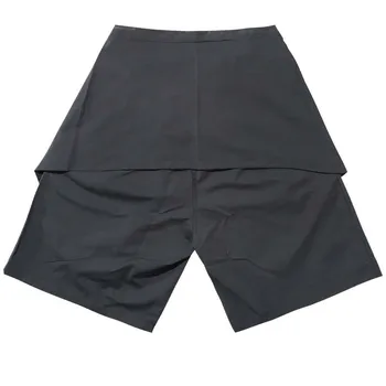 UNCLEDONJM Streetwear Pantskirt Šortai Vyrams Japonų Stiliaus Plati Koja Culottes Netikrą Dviejų dalių Pilkos spalvos Sijonas Plačios Kelnės V2-8013
