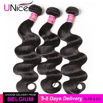 UNICE 30 Colių Kūno Banga Brazilijos Mergelių Plaukų Ryšulių Natūralios Spalvos Žmogaus Plaukų Pynimas 1/3/4 Afrikos Amerikos Moterų