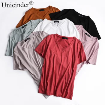 Unicinder Vasaros plius sizze Prarasti Slim vientisos spalvos, mėsinių išsiplėtusios trumpas rankovės moterų, T-marškiniai, didmeninė # 8222