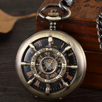 Unikalus Tuščiaviduriai Dizainas, Vintage Mechaninė Kišeninio Laikrodžio Vyrų Retro Prabanga Steampunk Vertus Fob Grandinės Žiūrėti Karoliai Romėnišką Dovana