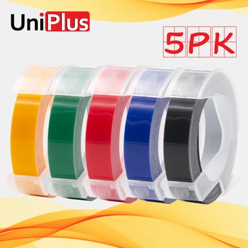 UniPlus 5 Roll Dymo Etikečių Juosta 3D Įspaudas Label Maker Plastiko 9mmn Spausdintuvo Juostelės Juoda Mėlyna Raudona Dymo Lipdukas, etiketė spausdintuvai, etiketės