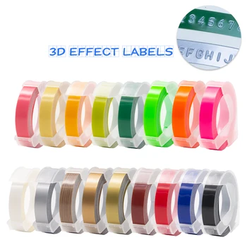 UniPlus 5 Roll Dymo Etikečių Juosta 3D Įspaudas Label Maker Plastiko 9mmn Spausdintuvo Juostelės Juoda Mėlyna Raudona Dymo Lipdukas, etiketė spausdintuvai, etiketės