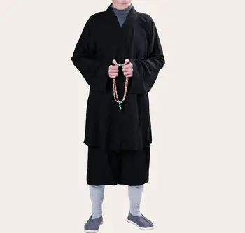UNISEX aukštos kokybės medvilnės juoda shaolin vienuoliai Lohan ARHAT kostiumai Budistų nustatyti meditacija drabužių kung fu kovos menų uniformos
