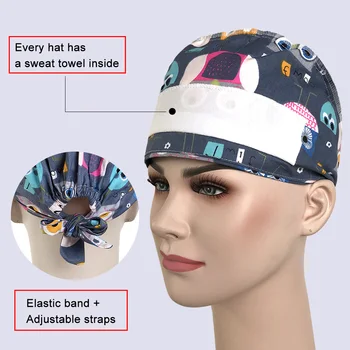 Unisex Dot spausdinti Matinio skrybėlę Medvilnės reguliuojamas Sveikatos priežiūros Darbuotojų Darbo Krūmynai Bžūp Kosmetologė šveitimas skrybėlę atsitiktinis turbaną virėja moliūgas skrybėlę