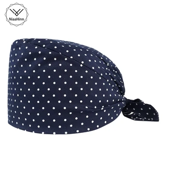 Unisex Dot spausdinti Matinio skrybėlę Medvilnės reguliuojamas Sveikatos priežiūros Darbuotojų Darbo Krūmynai Bžūp Kosmetologė šveitimas skrybėlę atsitiktinis turbaną virėja moliūgas skrybėlę