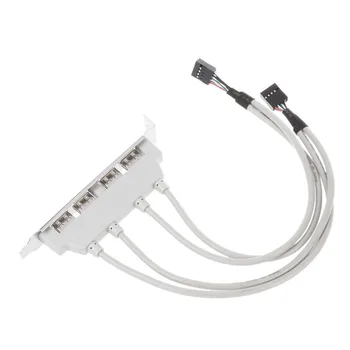 USB 2.0 4 Port Galinis Skydelis PCI Laikiklis su Dviguba 9-Pin motininės Plokštės Antraštė Kabelis QJY99