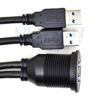 USB 3.0 Prijungti Kabelį - Powerbeast Dual USB 3.0 Išplėtimo USB Dash 2 X USB Flush Mount,Panel Mount Kabelis 1m 3ft Vandeniui