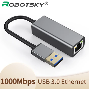USB 3.0 RJ45 Lan Adapteris Gigabit Ethernet Tinklo plokštė 10/100/1000 Mbps Ratai Nemokamai Ethernet Converter Nešiojamas Win7/8