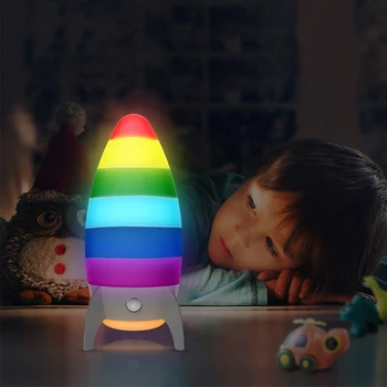 USB/AAA Baterija Raketų Lempos Spalvinga Animacinių filmų Naktį LED Šviesos Kūdikių Priežiūros lempa Miegamojo Puošmena Vaikų Dovanų