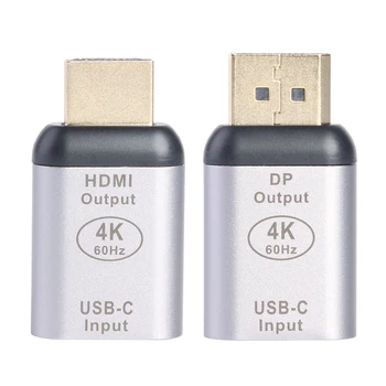 USB C Tipo Moteris DisplayPort HDMI DP Vyrų Adapteris 4K 60Hz Nešiojamas Telefono USB-C į HDMI Adapteris Keitiklis