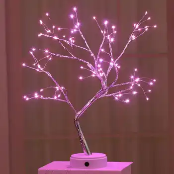 USB Gaisro Medžio Šviesos Vario Viela, Stalo Lempa LED Pearl Naktį Šviesos Namuose Miegamasis Vestuves Baras Kalėdų Kampe Dekoras