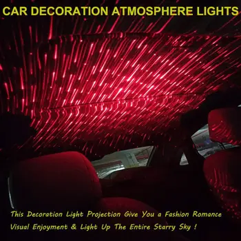 USB Mini LED Automobilio Stogo Star Naktį Žibintai Projektoriaus Šviesos Interjero Aplinkos Atmosferą Galaxy Lempos Šviesos Apdaila