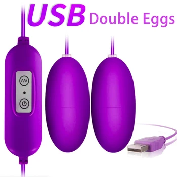 USB Mokamas Kulka Dvigubas Vibratorius Kiaušinių Moterų G-spot Klitorio Stimuliacija Abjustable Greitis Vibracijos Sekso Žaislai Mylėtojas