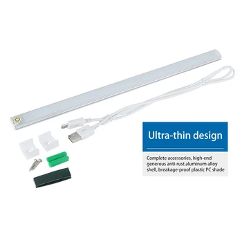 USB Palieskite Jutiklio Juostelės Pritemdomi LED Juostos Lempos Pagal Lentyna, Stalas, Šviesos, Miegamojo Lovos Spinta Spintelė Vonios kambarys Vaiskiai Balta