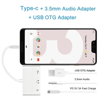 USB Tipo C OTG Adapteris, 3,5 mm jungtis, Usb Kamera Reader Aux Kabelis Greitai Charg Už 
