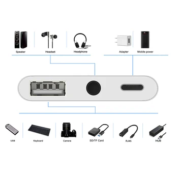 USB Tipo C OTG Adapteris, 3,5 mm jungtis, Usb Kamera Reader Aux Kabelis Greitai Charg Už 