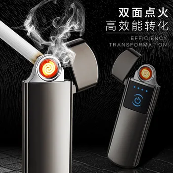 USB Touch Induction Lengvesni Vėjo Plazmos Volframo Įkraunamas Elektroninės Lengvesni dvipusės Kaitinimo Viela Cigarečių Žiebtuvėlis