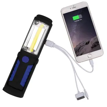 USB Įkraunamas LED Žibintuvėlis Nešiojamas Žibintuvėlis Lauko LED Darbo Šviesiai Darbo Lempa Su Magnetu Kablys Pėsčiųjų, Kempingas Žibintų